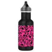 Schwarz Pink Floral Wasser Flasche mit Namen Edelstahlflasche (Rechts)