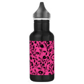 Schwarz Pink Floral Wasser Flasche mit Namen Edelstahlflasche (Links)