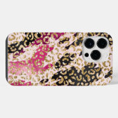 Schwarz Pink Gold Leopard iPhone Hülle (Rückseite (Horizontal))
