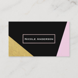 Schwarz Pink & Gold Modern Trendy Chic Visitenkarte