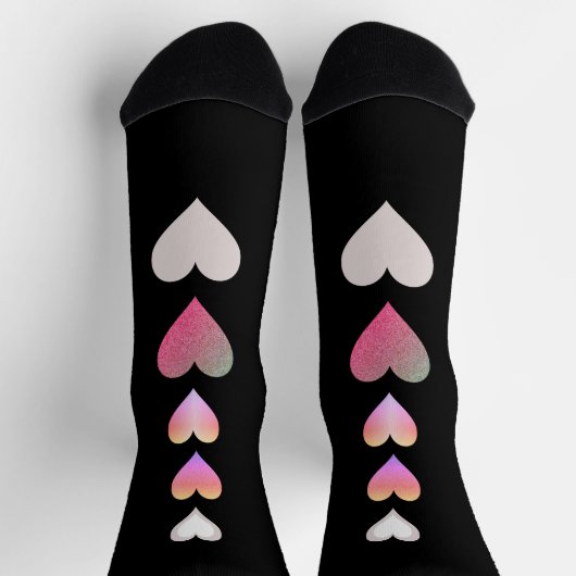 Schwarz-Pink-Grau-Muster Niedlich Hübsch Socken (Oben)