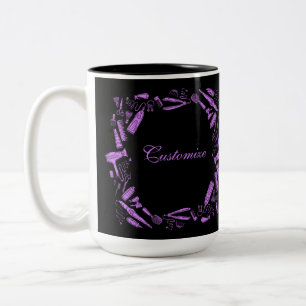 Schwarz-Pink-Haarstylle Zweifarbige Tasse