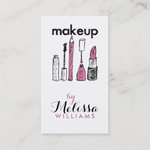 Schwarz-Pink Handgezeichnete Makeup Artis Visitenkarte