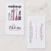 Schwarz-Pink Handgezeichnete Makeup Artis Visitenkarte (Vorne/Hinten)