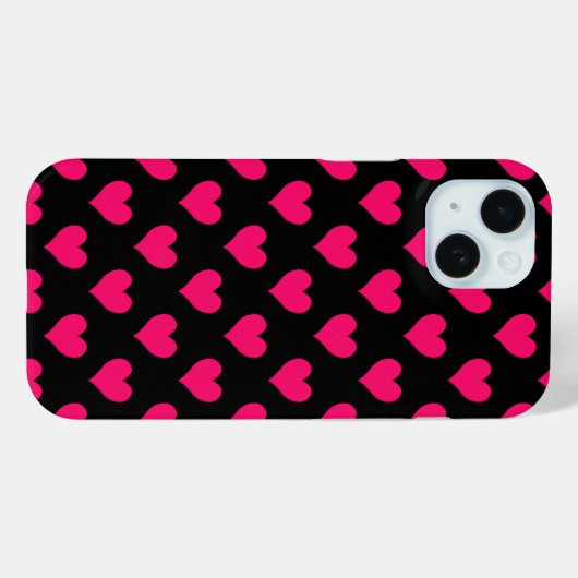Schwarz-Pink-Herz-Muster Case-Mate iPhone Hülle (Rückseite (Horizontal))