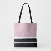 Schwarz Pink horizontale Streifen & Monogram . Tasche (Vorderseite)