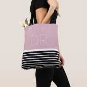 Schwarz Pink horizontale Streifen & Monogram . Tasche (Von Nahem)