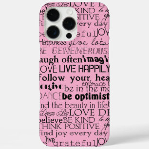 Schwarz Pink Inspiration Worte Weihnachten iPhone 16 Pro Max Hülle