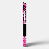 Schwarz-Pink-Leopard-Spot-Glam-Monogramm Case-Mate iPhone Hülle (Rückseite / Links)