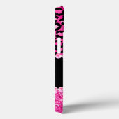 Schwarz-Pink-Leopard-Spot-Glam-Monogramm Case-Mate iPhone Hülle (Rückseite / Rechts)