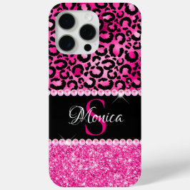 Schwarz-Pink-Leopard-Spot-Glam-Monogramm Case-Mate iPhone Hülle