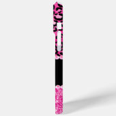 Schwarz-Pink-Leopard-Spot-Glam-Monogramm Case-Mate iPhone Hülle (Rückseite / Links)