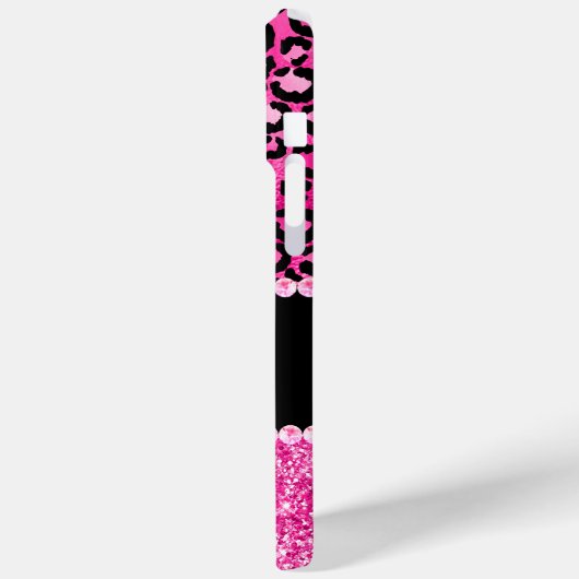 Schwarz-Pink-Leopard-Spot-Glam-Monogramm Case-Mate iPhone Hülle (Rückseite / Links)