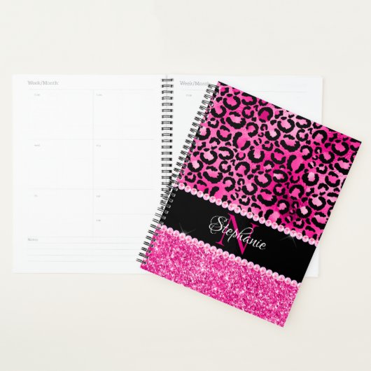 Schwarz-Pink-Leopard-Spot-Glam-Monogramm Planer (Anzeige)