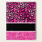 Schwarz-Pink-Leopard-Spot-Glam-Monogramm Planer (Rückseite)