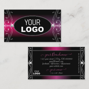 Schwarz Pink Lila Verzierung Glanz Diamanten Logo Visitenkarte