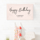 Schwarz & Pink Minimal Custom Happy Birthday Banne Banner (Insitu)