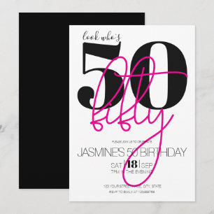 Schwarz Pink Moderne Elegante 50 Geburtstag  Einladung