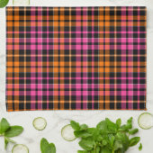 Schwarz Pink Orange Karo Tartan Design Geschirrtuch (Gefaltet)