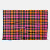 Schwarz Pink Orange Karo Tartan Design Geschirrtuch (Horizontal)