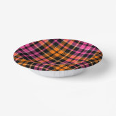 Schwarz Pink Orange Karo Tartan Design Pappteller (Gewinkelt)