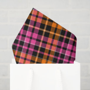 Schwarz Pink Orange Karo Tartan Design Seidenpapier