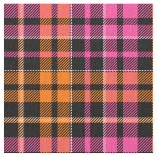 Schwarz Pink Orange Karo Tartan Design Stoff (Nahaufnahme)