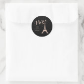 Schwarz-Pink Paris Eiffel Tower Wedding Merci Runder Aufkleber (Tasche)