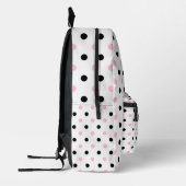 Schwarz-Pink Polka Punkte in einem weißen Hintergr Bedruckter Rucksack (Links)