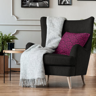 Schwarz-Pink-Rose BlumenDamast Kissen