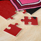 Schwarz Pink Rote Herzen Liebesmuster Puzzle (Seite)