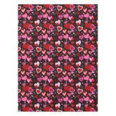 Schwarz Pink Rote Herzen Liebesmuster Tischdecke (Vorderseite)