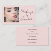 Schwarz-Pink-Schwarz-Script-Foto Makeup-Visitenkar Visitenkarte (Vorne/Hinten)