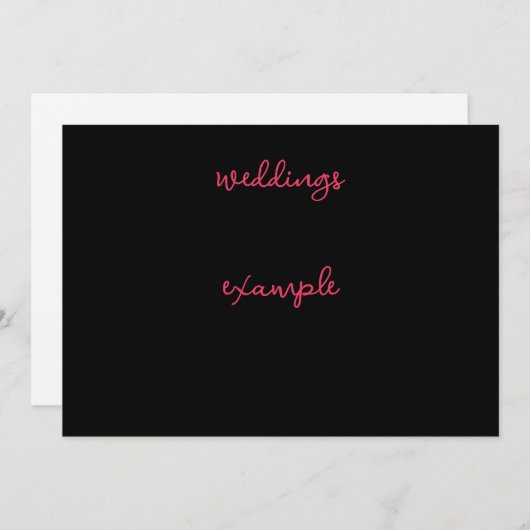 Schwarz-Pink-Script-Hochzeit Einladung (Vorne/Hinten)