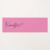Schwarz-Pink-Skript-Namaste-Herz-reversible Yogamatte (Rückseite (Horizontal))