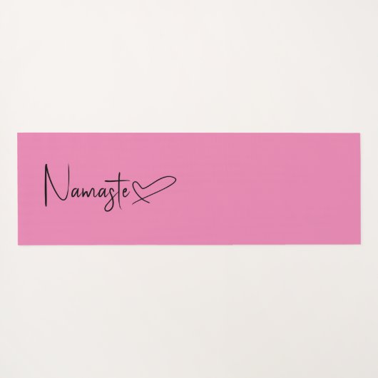Schwarz-Pink-Skript-Namaste-Herz-reversible Yogamatte (Rückseite (Horizontal))