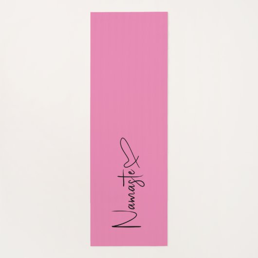 Schwarz-Pink-Skript-Namaste-Herz-reversible Yogamatte (Rückseite)