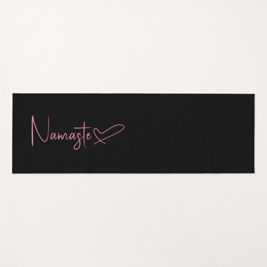 Schwarz-Pink-Skript-Namaste-Herz-reversible Yogamatte (Vorderseite (Horizontal))