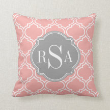 Schwarz Pink Tile Lattice Muster Grau Monogramm