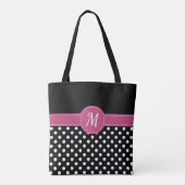 Schwarz-Pink-Weiß-Monogram-Polka-Punkte Tasche (Rückseite)
