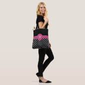 Schwarz-Pink-Weiß-Monogram-Polka-Punkte Tasche (Am Model)