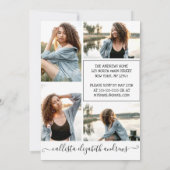 Schwarz Pink White Halo Foto Collage Sweet 16 Einladung (Rückseite)