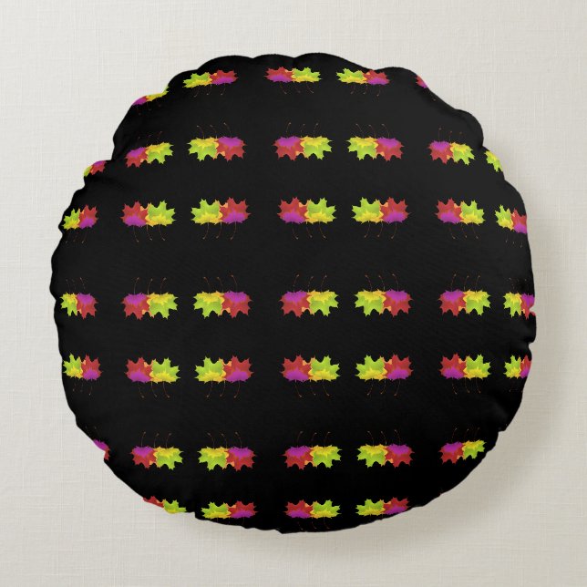 SCHWARZ-PLATTENDESIGN RUNDES KISSEN (Vorderseite)