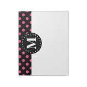Schwarz-Polka-Dosen-Monogramm Notizblock (Rotiert)