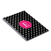 Schwarz-Polka-Dot-Rosa-Monogramm Notizblock (Rechte Seite)