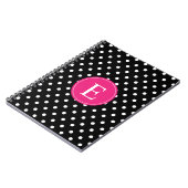 Schwarz-Polka-Dot-Rosa-Monogramm Notizblock (Linke Seite)