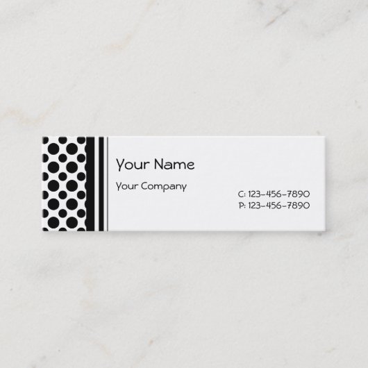 Schwarz-Polka-Punkte auf weißer Visitenkartenvorla Mini Visitenkarte (Vorderseite)