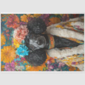 Schwarz-Poodle-Portrait Seidenpapier (Vorderseite)