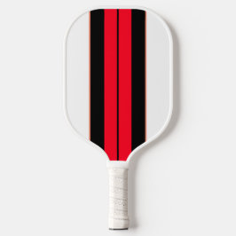 Schwarz-Racing-Streifen mit weißem Hintergrund Pickleball Schläger
