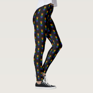 Schwarz Rainbow-Muster Leggings